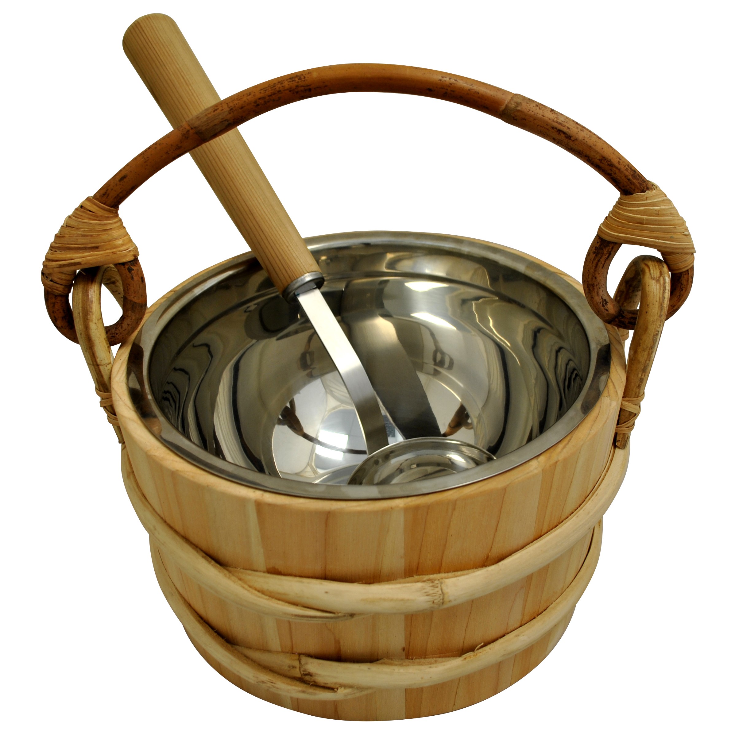 Cedar Sauna Bucket with Stainless Steel Ladle & Liner