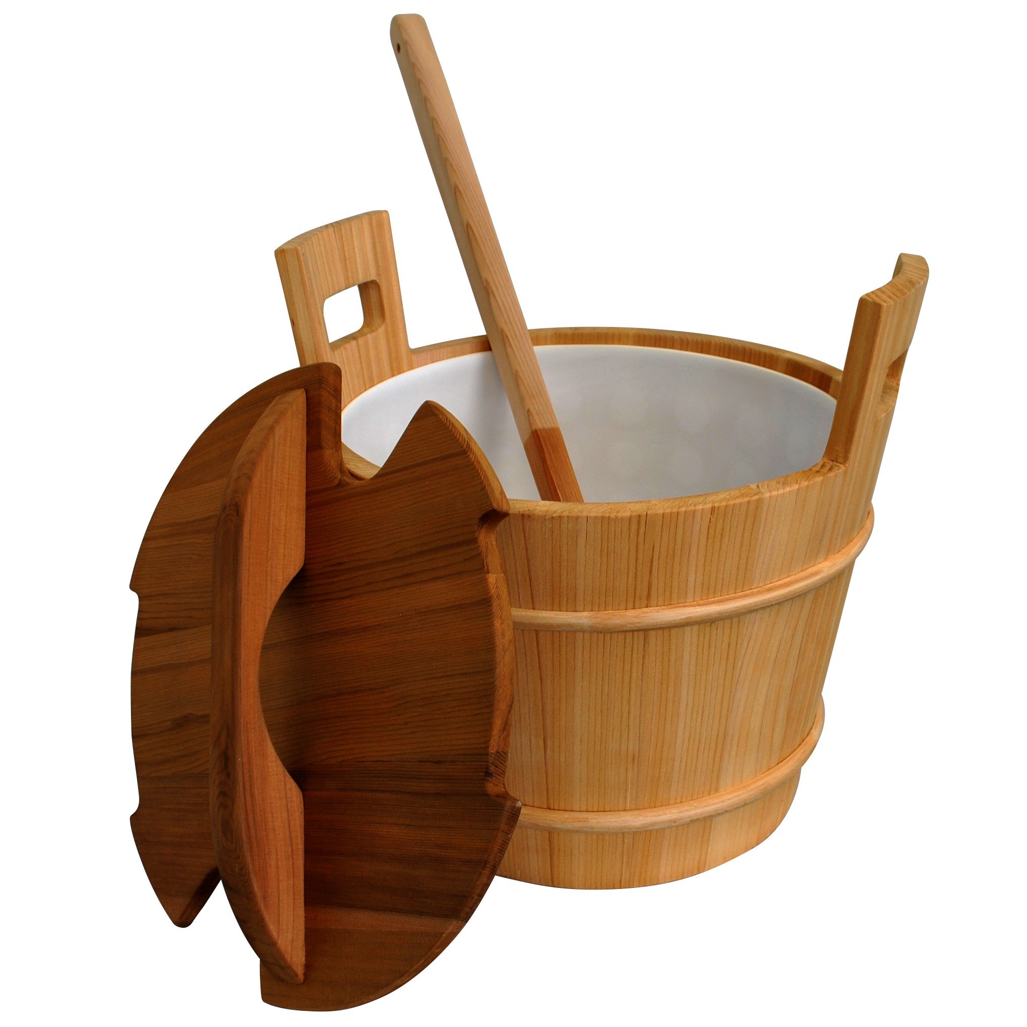 Cedar sauna bucket with lid and ladle 18L