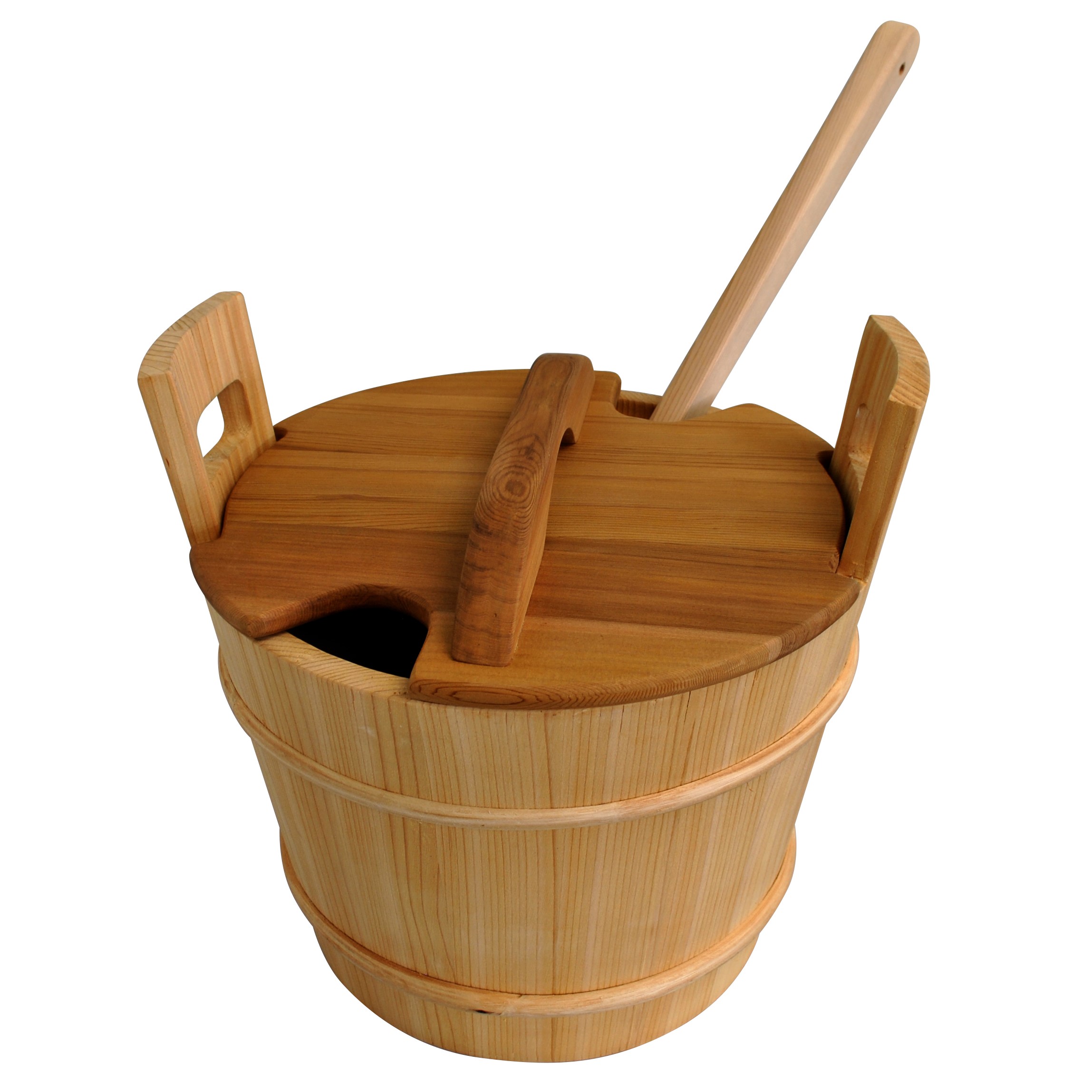 Cedar sauna bucket with lid and ladle 18L