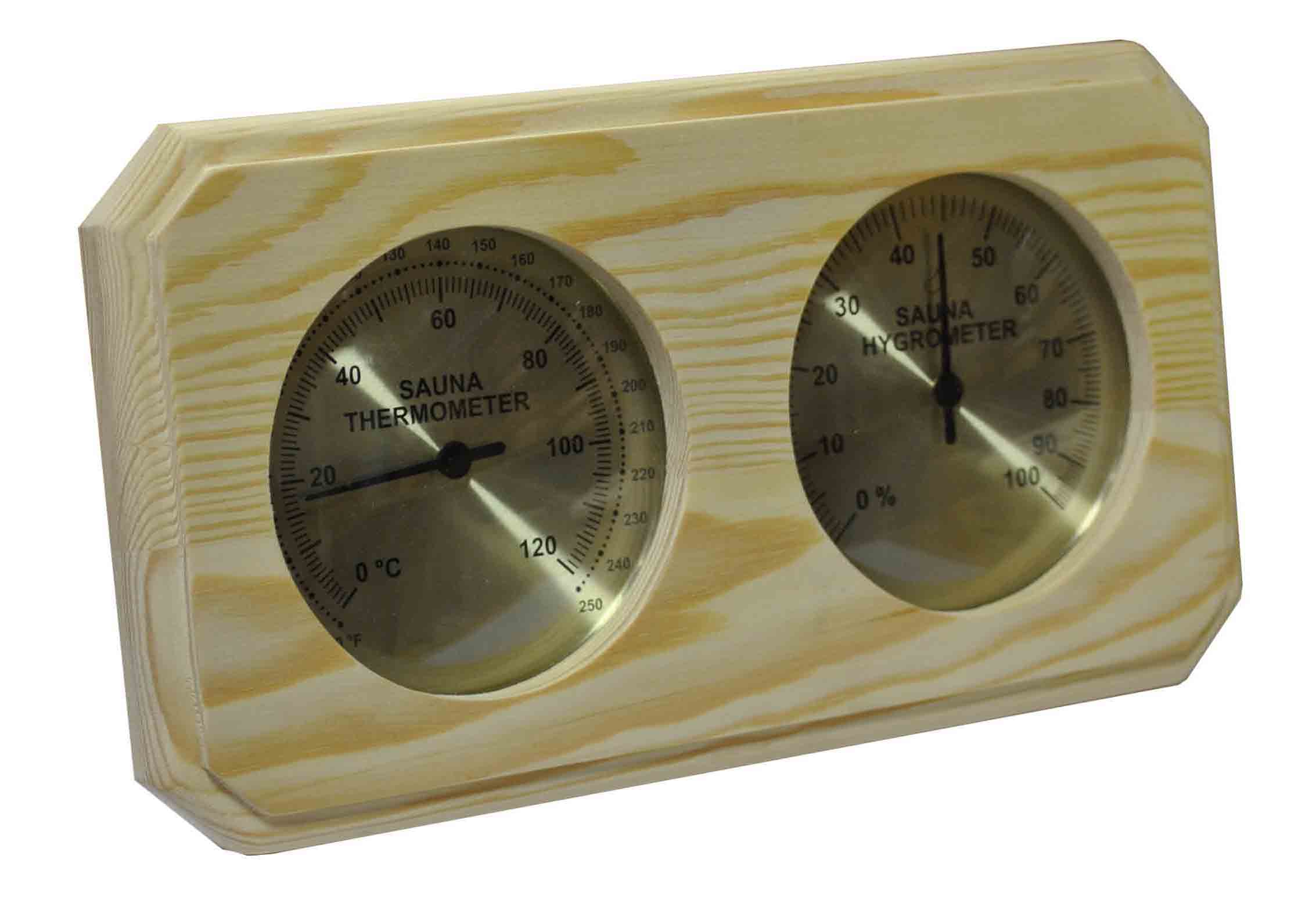 Sauna Thermometer and Hygrometer Pine