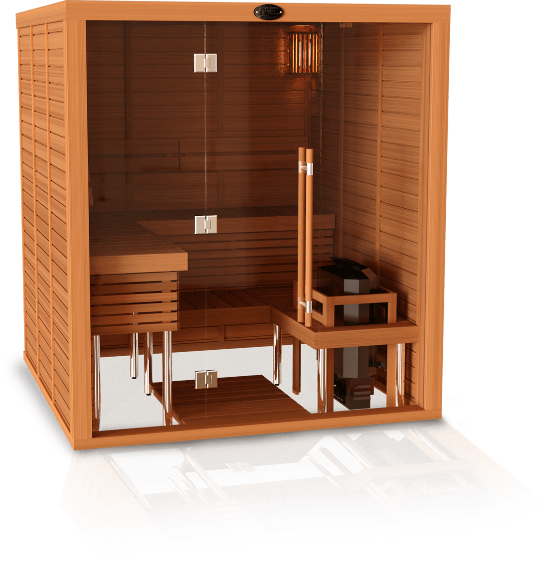 Glass front sauna rooms