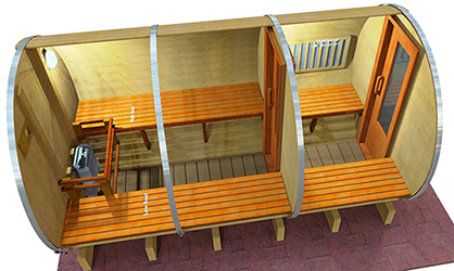 12ft Sauna Electric part staves removed inside view