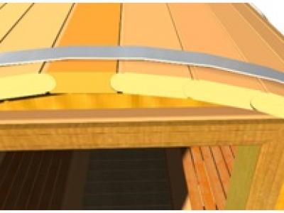Key stave ensures water sheds of the barrel sauna on both sides