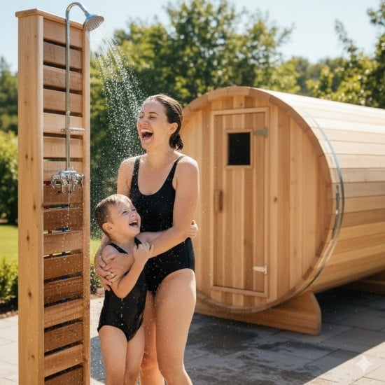 Western Red Cedar Outdoor Shower - Handcrafted In Canada