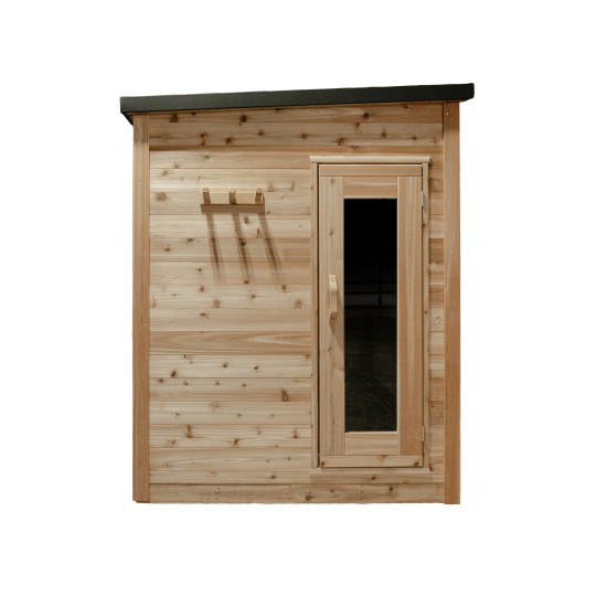 6' Red Cedar Mini Modern Panoramic Sauna Cabin – Electric Heater – Natural Cedar