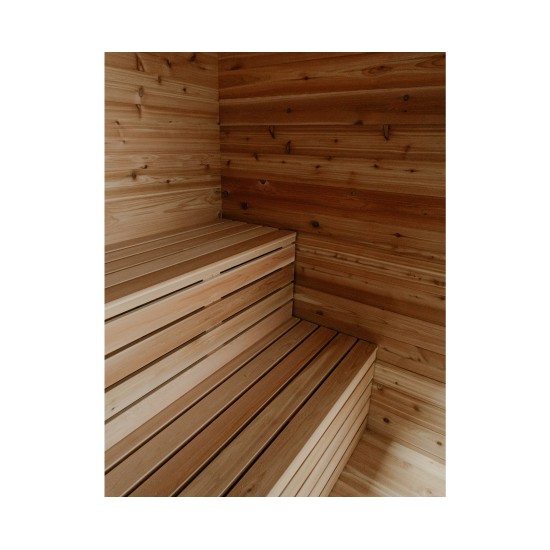 6' Red Cedar Mini Modern Panoramic Sauna Cabin – Electric Heater – Natural Cedar