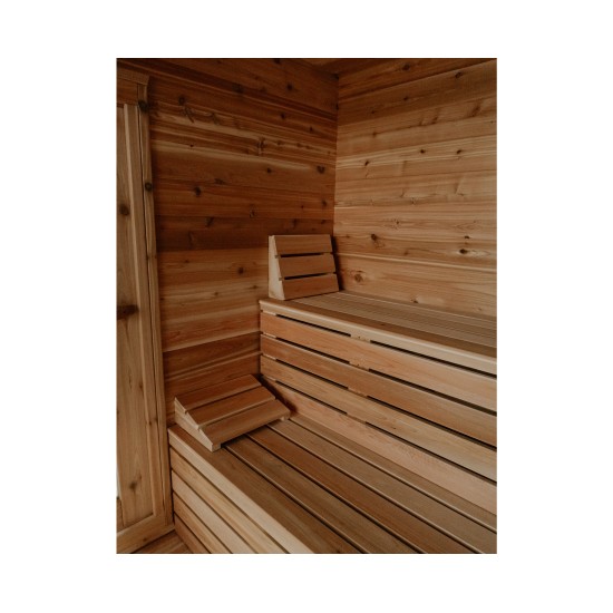 6' Red Cedar Mini Modern Panoramic Sauna Cabin – Electric Heater – Natural Cedar