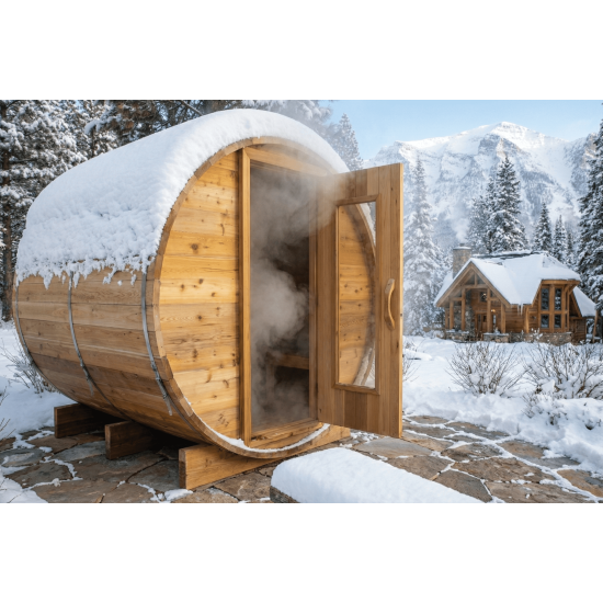 6 foot x 6 foot Knotty Cedar Barrel Sauna (Electric Heater)
