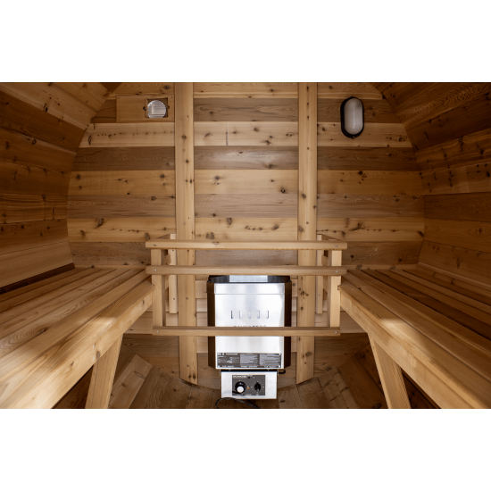 6 foot x 6 foot Knotty Cedar Barrel Sauna (Electric Heater)