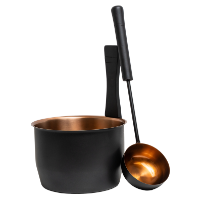 Saunia Sauna Set Bucket and Ladle, Black/Copper