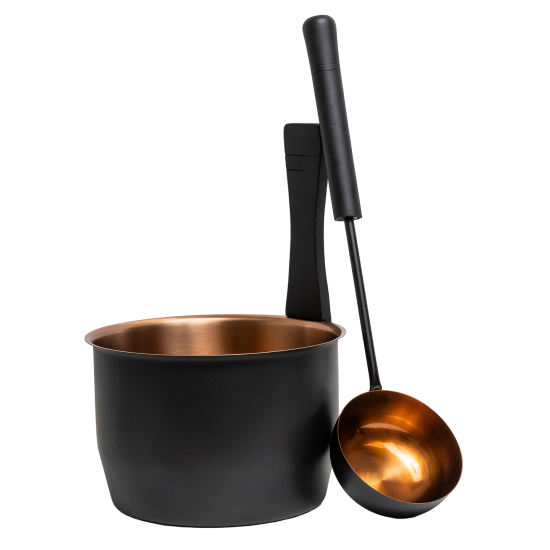 Saunia Sauna Set Bucket and Ladle, Black/Copper