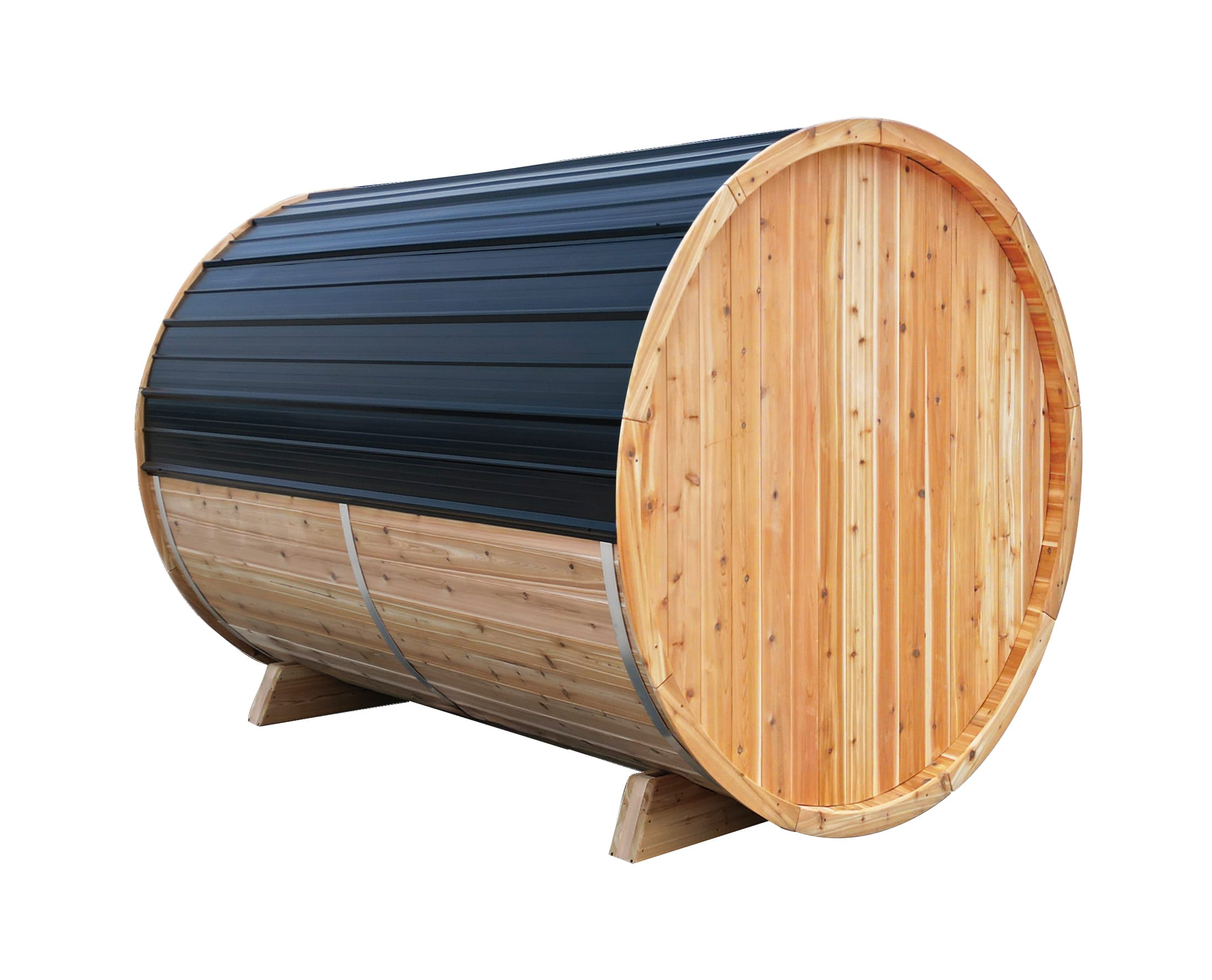 6' Red Cedar Barrel Sauna With 2' Porch 
