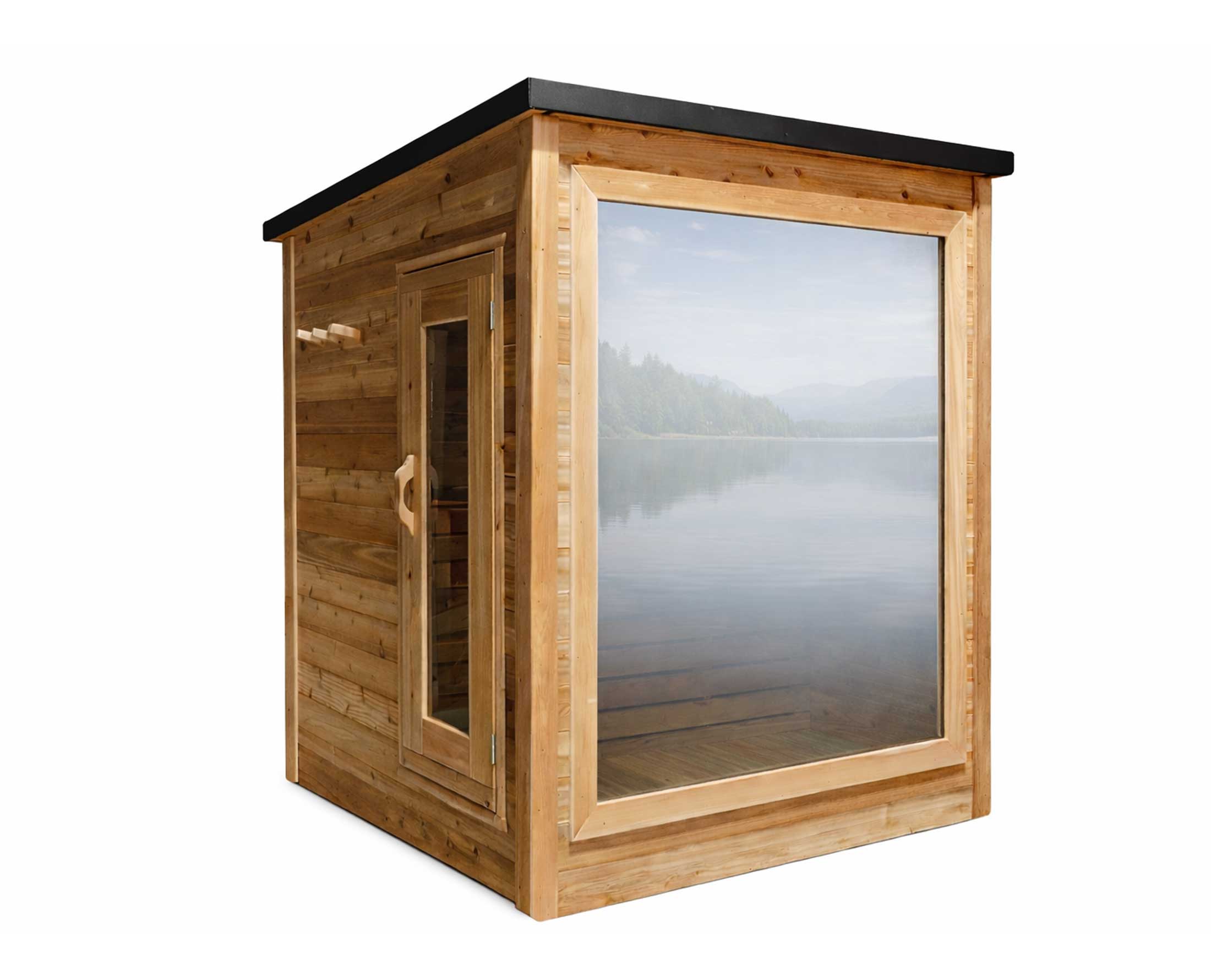 6' Red Cedar Mini Modern Panoramic Sauna Cabin
