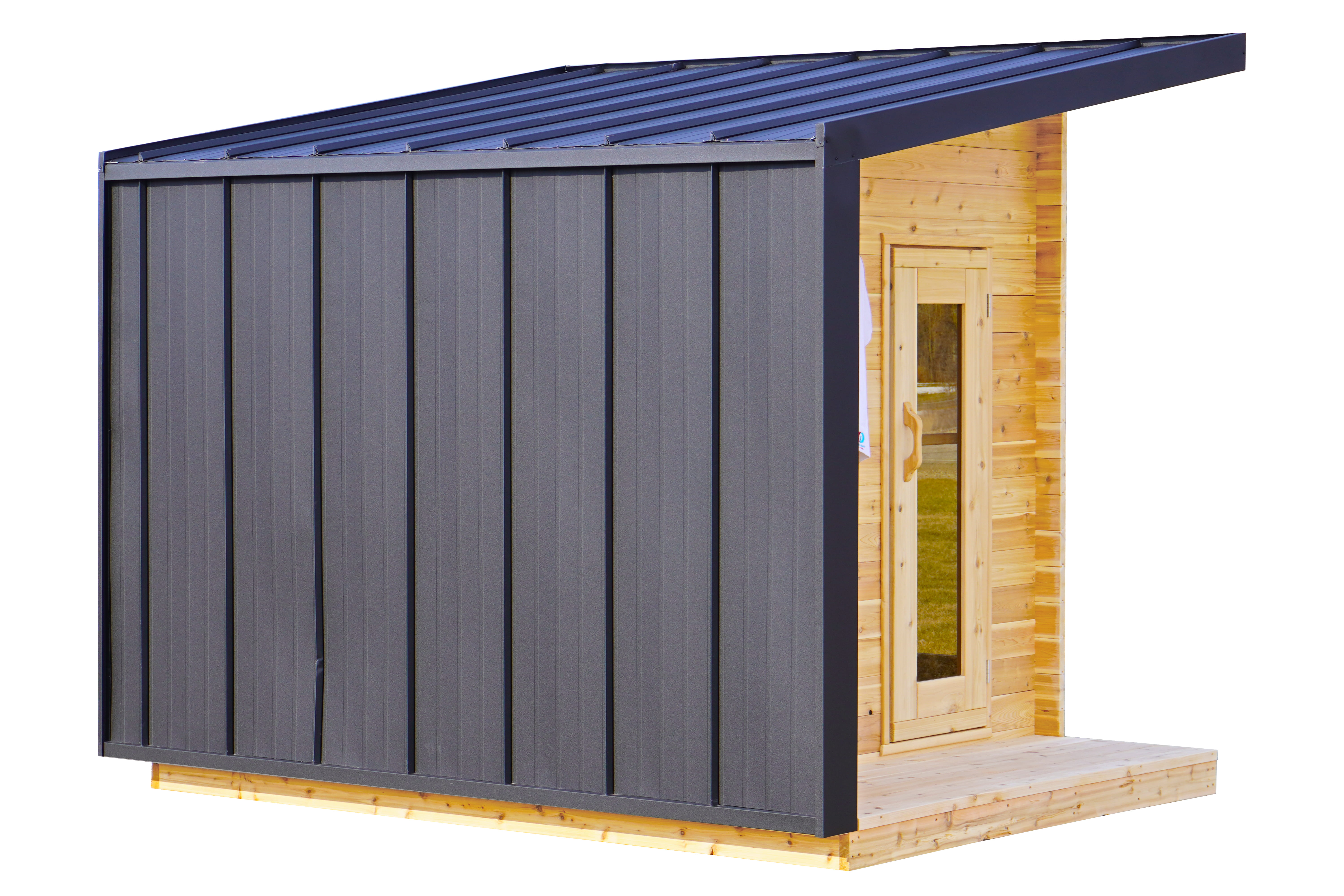8' Red Cedar Modern Panoramic Sauna Cabin With 2' Porch
